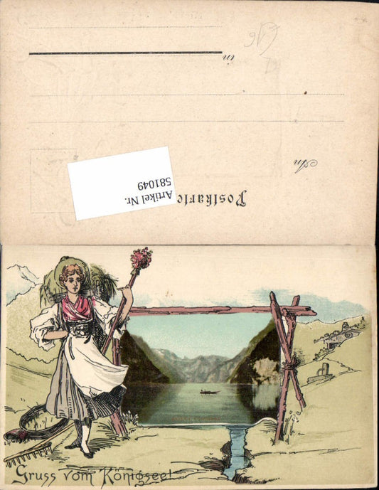 581049, great embossed lithograph Greetings from Königssee Berchtesgaden