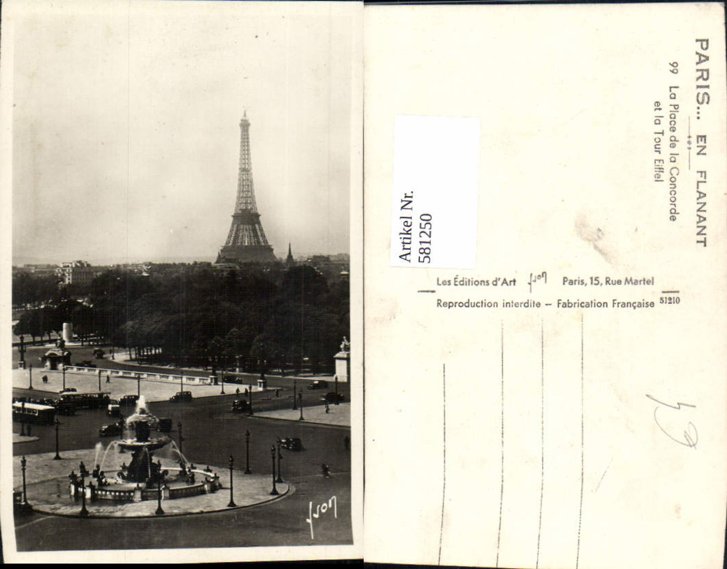 581250,Turm Paris La Place de la Concorde et la Tour Eiffel Eiffelturm