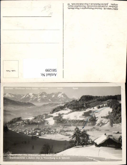 581299,Foto Ak Oberstaufen Allgäu Dreiländerblick v. Mohre-Alp Wintersport