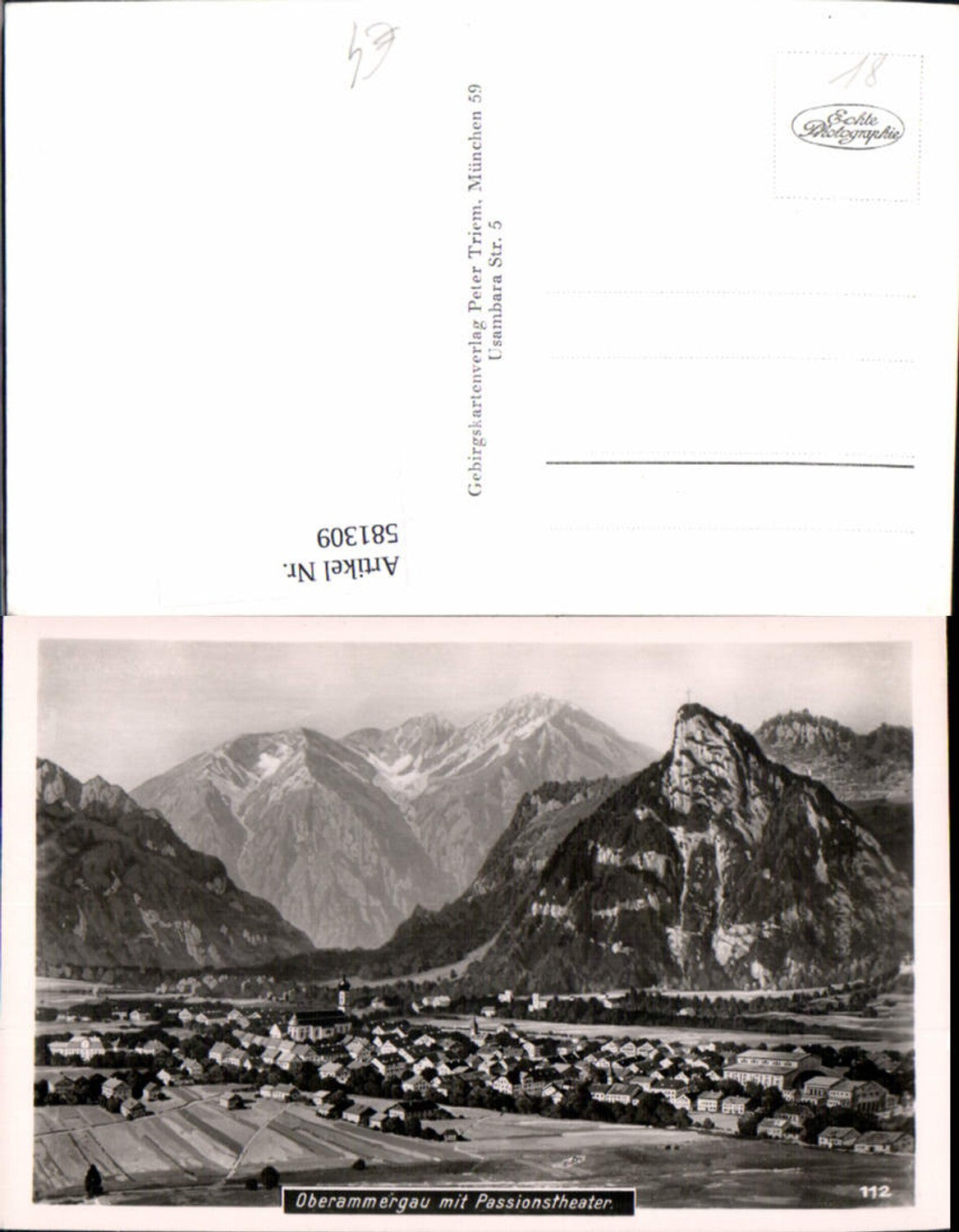 581309, Photo Ak Oberammergau with Passion Play Theatre