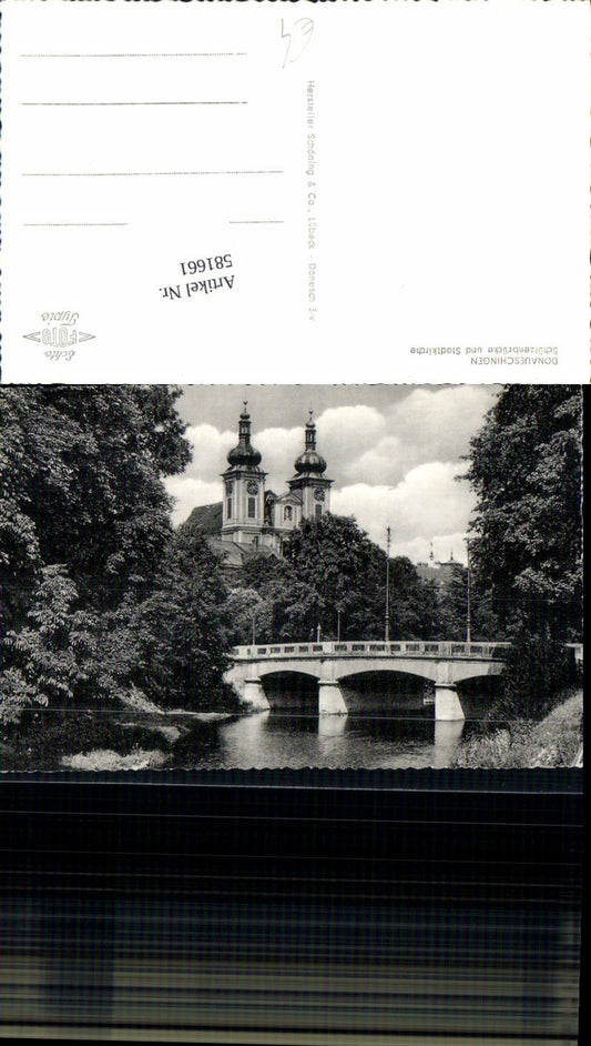 581661, Photo Ak Donaueschingen Schützenbrücke and City Church Church Bridge