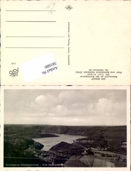 581680,Foto Ak Rurtalsperre Rurberg Simmerath Schwammenauel Blick n. Schmidt
