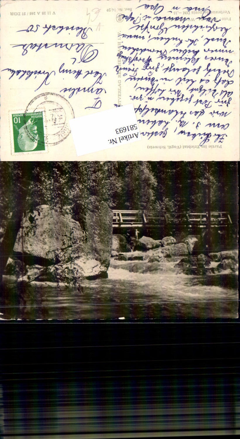 581693,Foto Ak Partie i. Triebtal Brücke Pöhl pub VEB