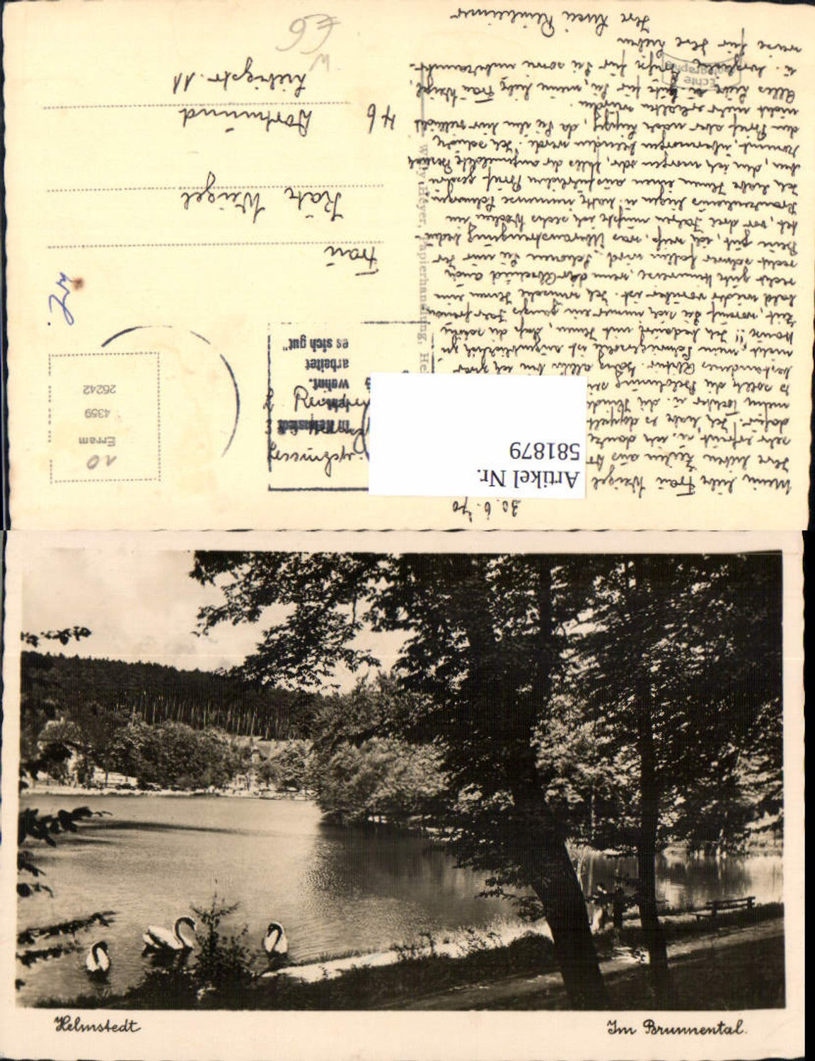 581879,Foto Ak Helmstedt Im Brunnental Landschaft Schwan Schwäne