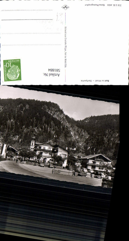 581884,Foto Ak Reit im Winkl Dorfpartie VW Käfer Gasthaus Hotel Almrausch