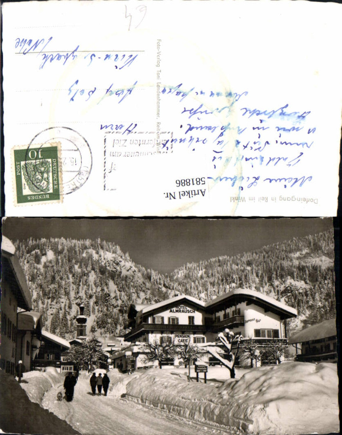 581886, Photo Ak Reit im Winkl village scene Hotel Almrausch winter view