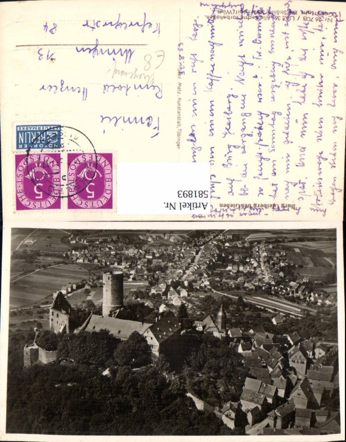 581893,Fliegeraufnahme Wettenberg Burg Gleiberg b. Gießen