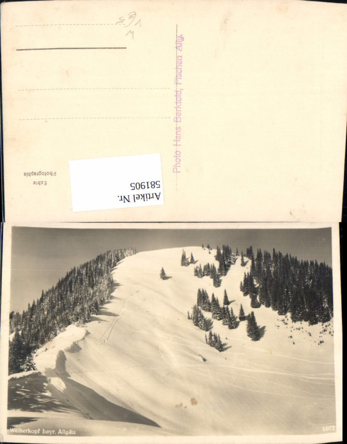 581905, Photo Ak Weiherkopf Allgäu Wintersport near Immenstadt in the Allgäu Fishing in the Allgäu pub Hans Berktold