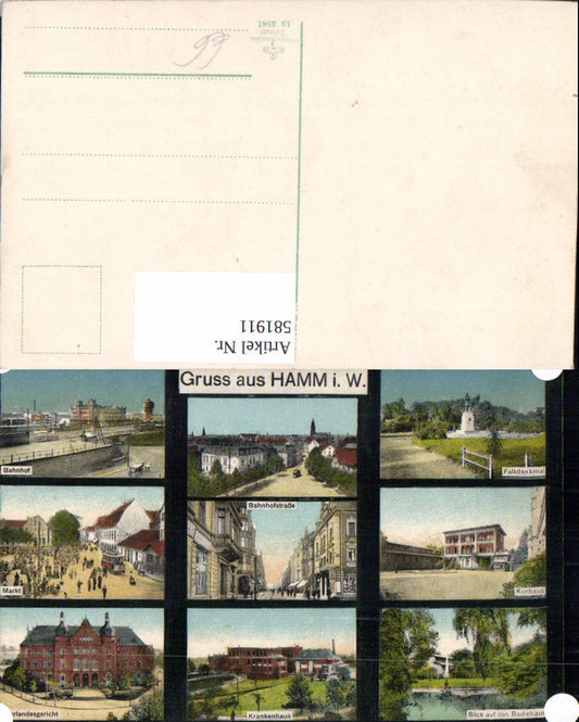 581911,Mehrbild Ak Hamm Bahnhof Falkdenkmal Kurhaus