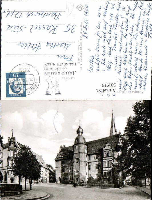 581913,Foto Ak Alfeld Leine Rathaus Stempel Hausfrauenausstellung Hannover 1964