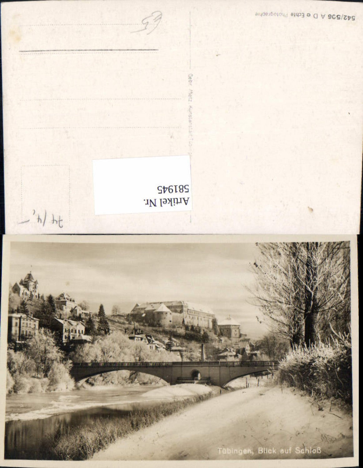581945,Foto Ak Tübingen Blick auf Schloß Winteransicht