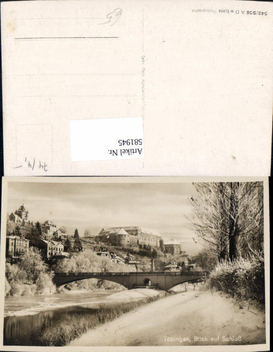 581945, Photo Ak Tübingen View of Castle Winter View
