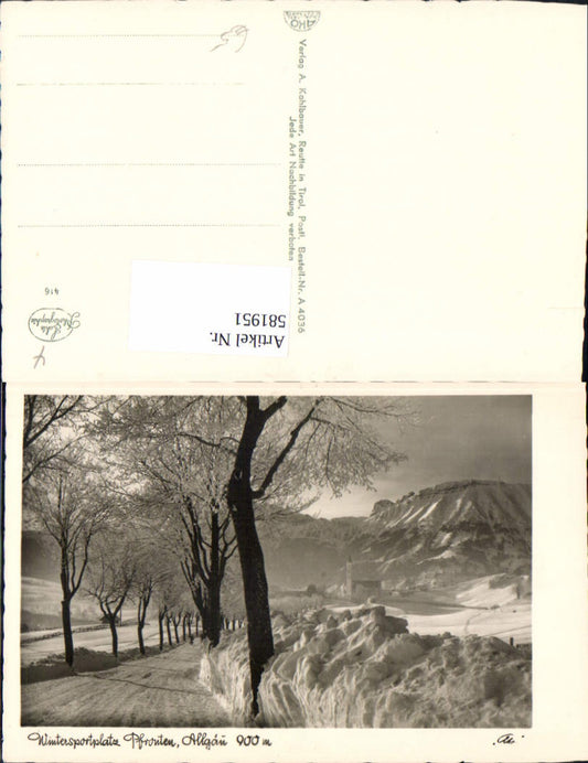 581951, Photo Ak Pfronten Allgäu Winter view Avenue