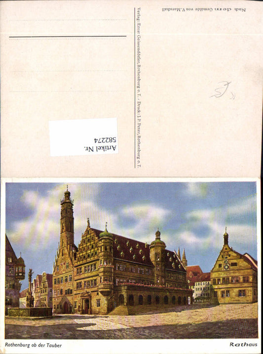 582274, Artist Ak V. Marschall Rothenburg ob der Tauber Town Hall