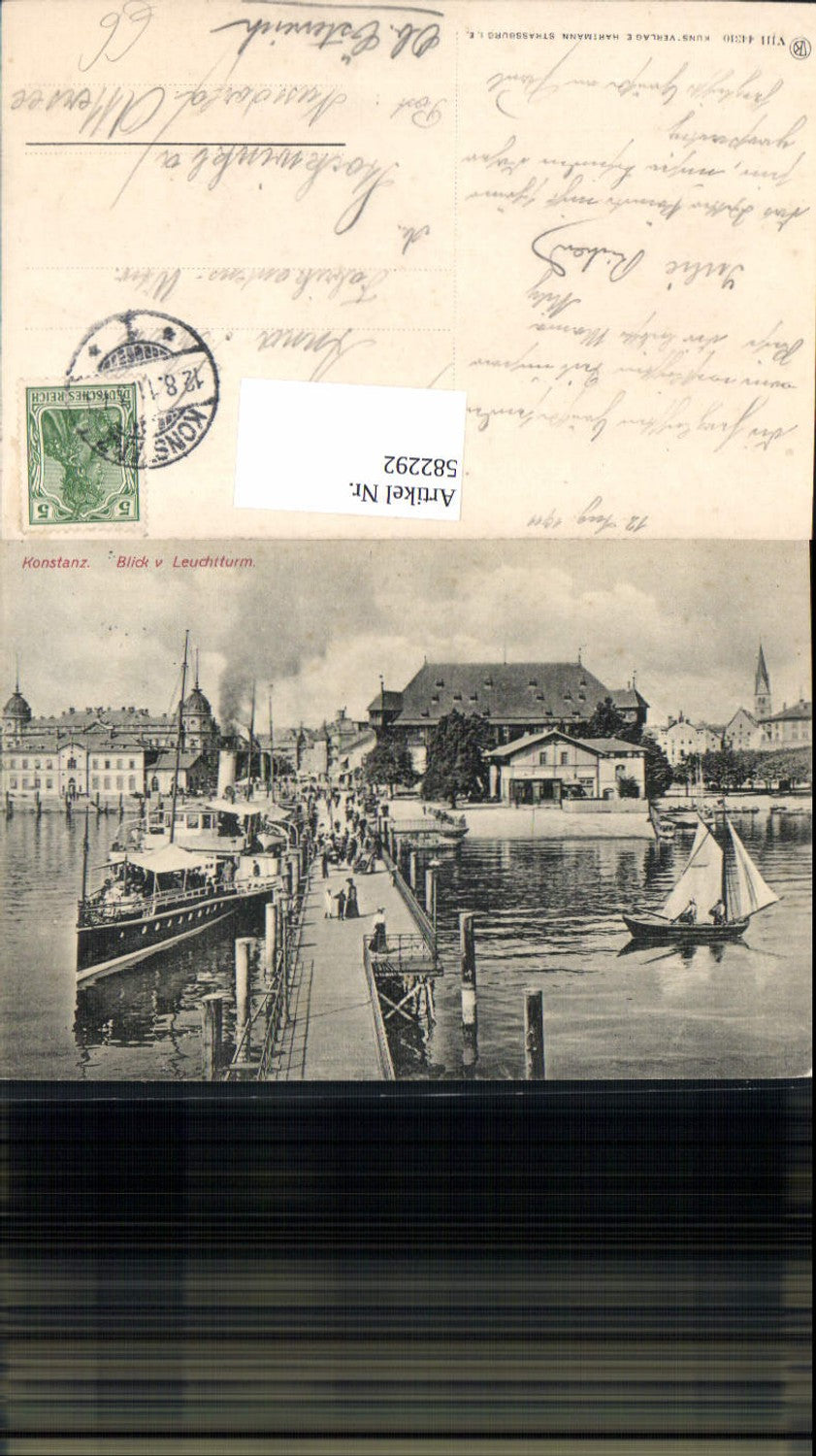 582292,Konstanz Blick v. Leuchtturm Schiff Dampfer Segelboot