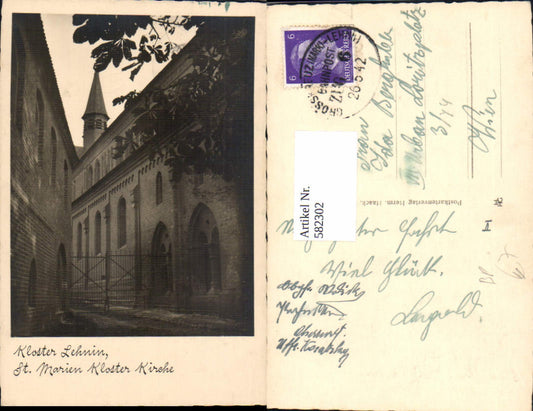 582302,Foto Ak Kloster Lehnin St Marien Kloster Kirche Bahnpost Zug 6 Grosskreuz Mark n. Lehnin