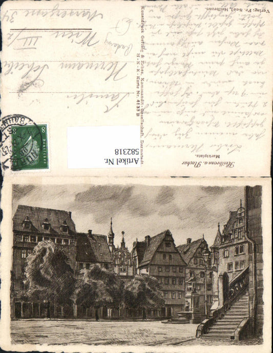 582318, Artist Ak Etching Heidelberg Market Square