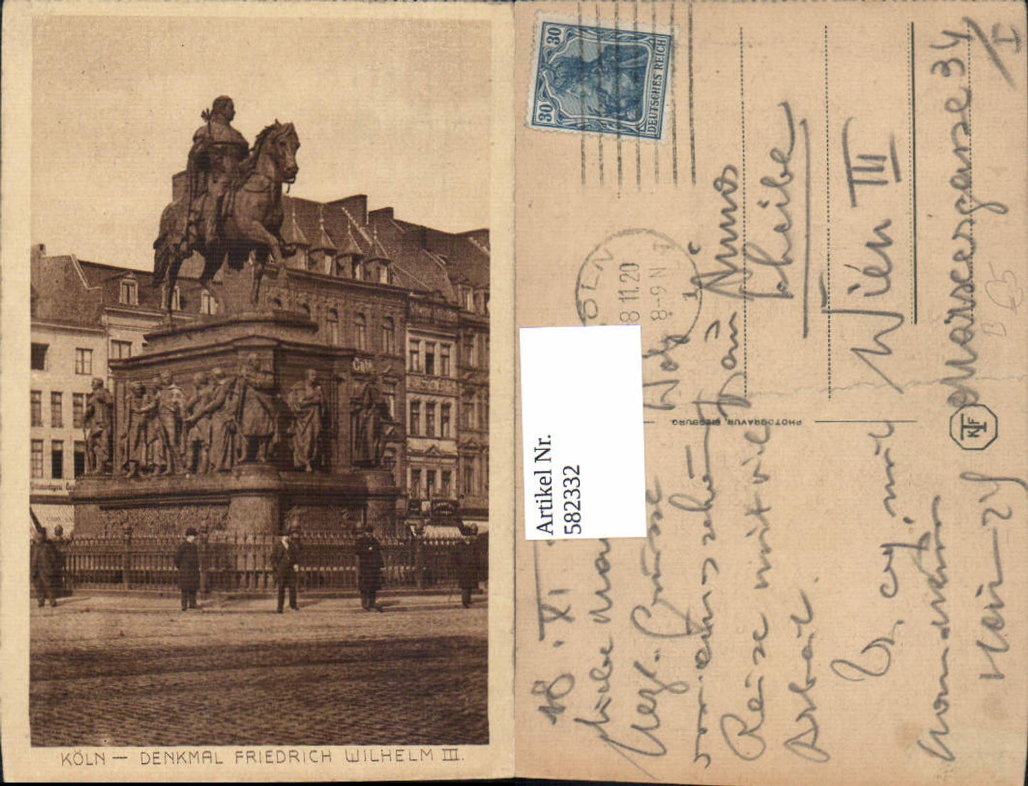 582332,Köln a. Rhein Denkmal Friedrich Wilhelm III