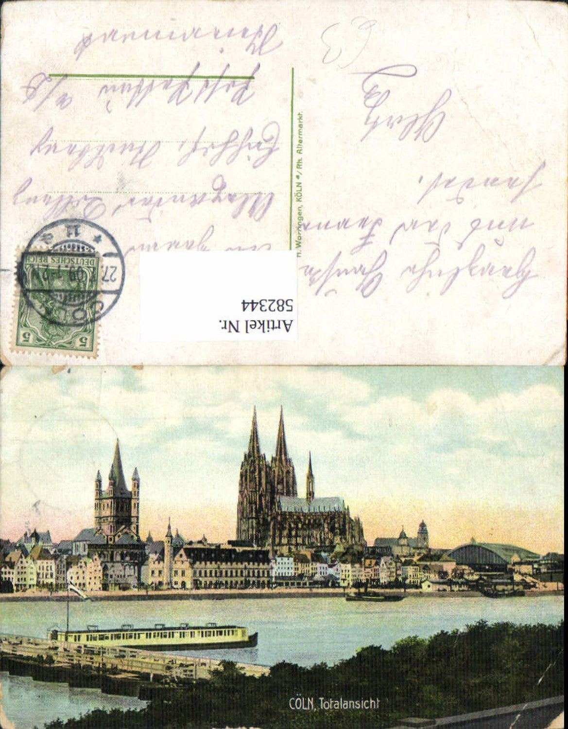 582344,Köln a. Rhein Totalansicht m. Dom Schiff Dampfer
