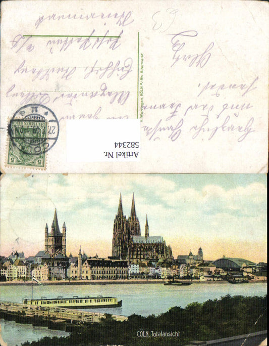 582344,Köln a. Rhein Totalansicht m. Dom Schiff Dampfer