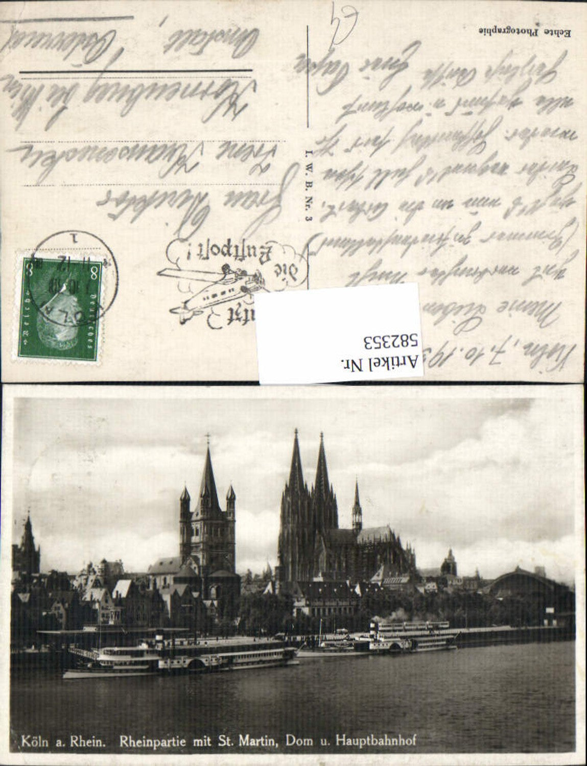 582353,Foto Ak Köln a. Rhein Rheinpartie m. St Martin Dom Hauptbahnhof
