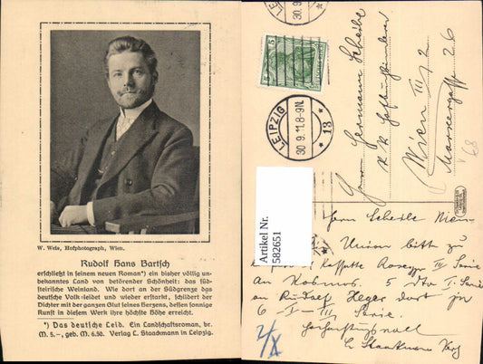 582651,Rudolf Hans Bartsch Schriftsteller u. Offizier pub W. Weis