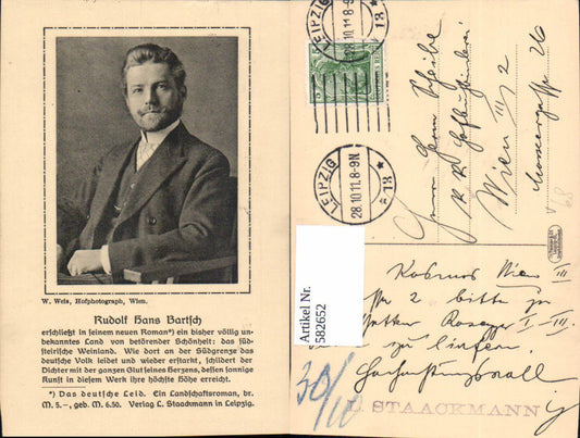 582652,Rudolf Hans Bartsch Schriftsteller u. Offizier pub W. Weis
