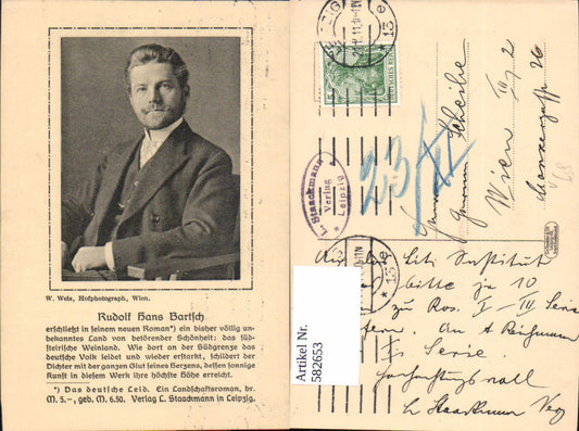 582653,Rudolf Hans Bartsch Schriftsteller u. Offizier pub W. Weis