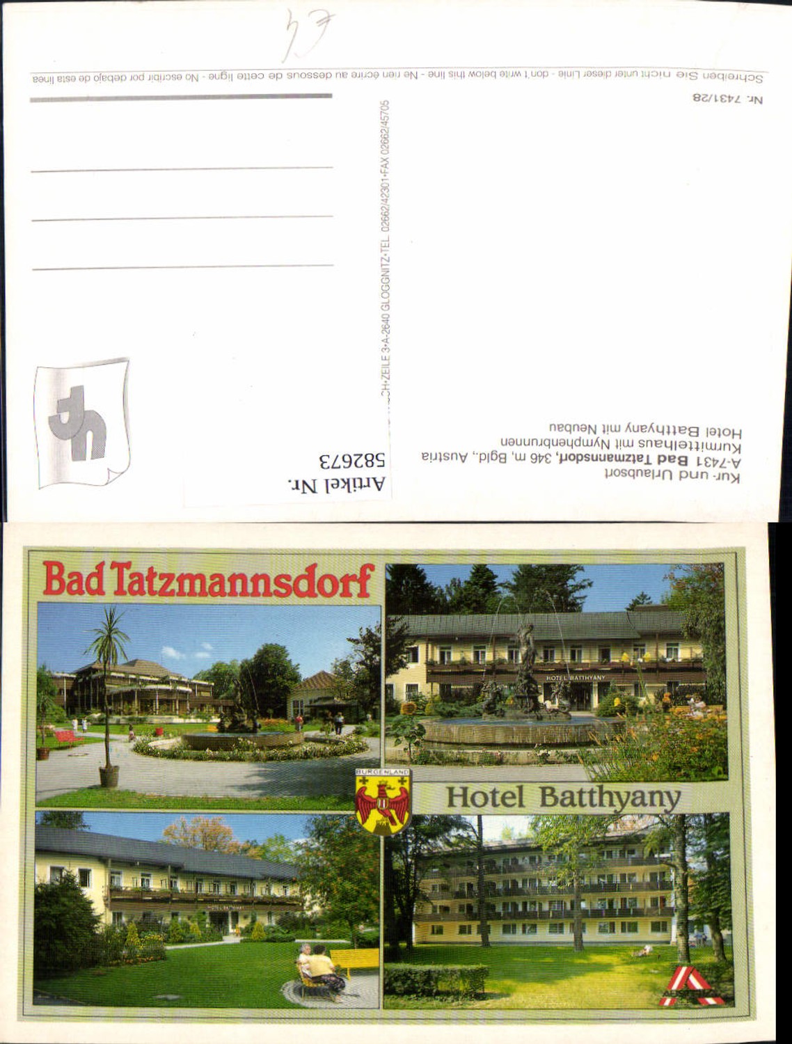 582673,Mehrbild Ak Bad Tatzmannsdorf Kurmittelhaus m. Nymphenbrunnen Hotel Batthyany m. Neubau