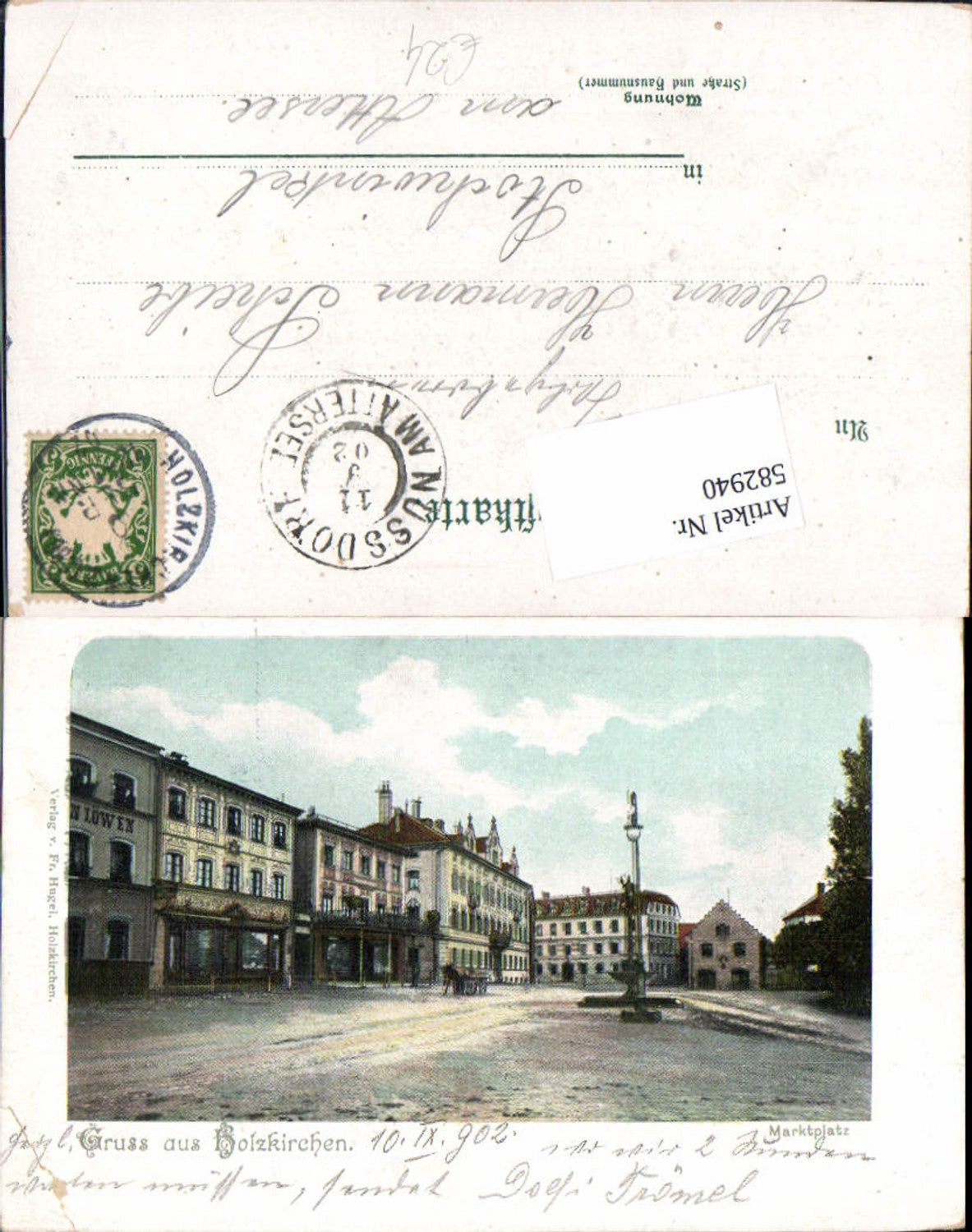 582940,tolle AK Gruß aus Holzkirchen Marktplatz 1902 LK Miesbach