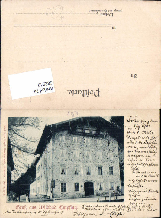 582949,Gruss aus Empfing Wildbad Traunstein pub Carl Otto Hayd 6745 F