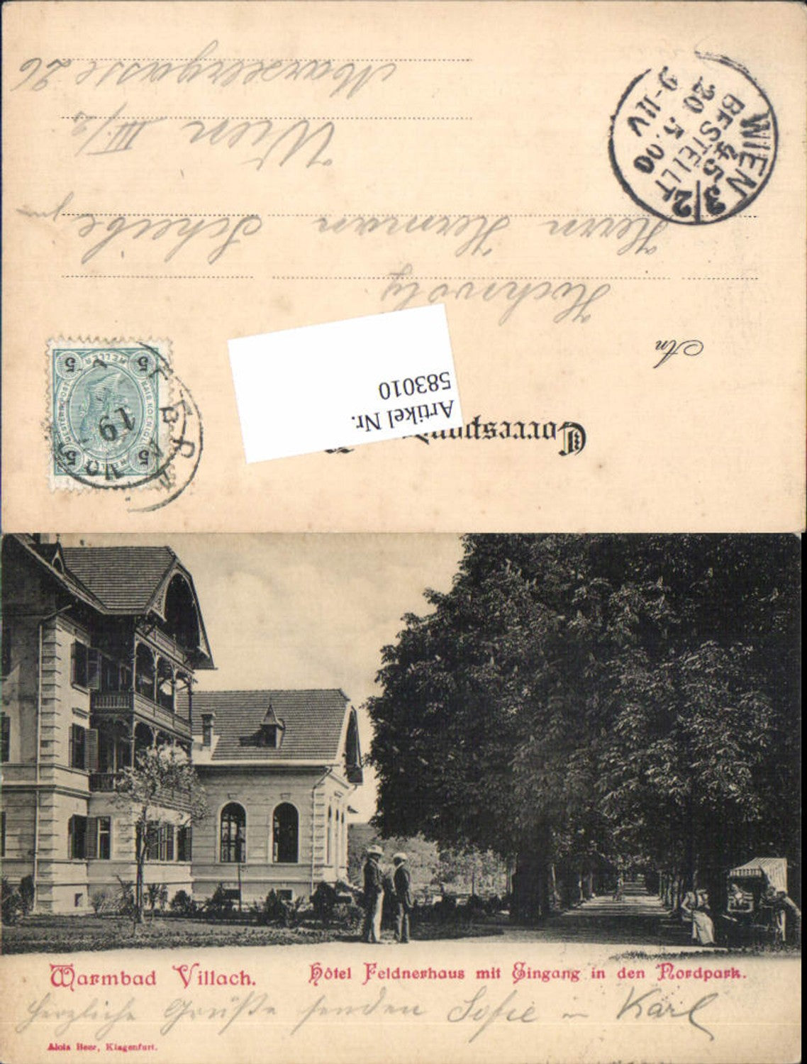 583010,Villach Warmbad Hotel Feldnerhaus Nordpark 1900