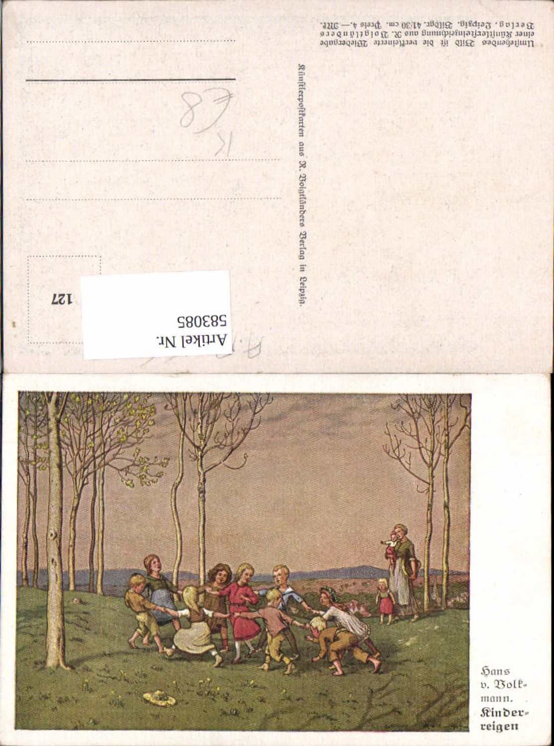 583085,Künstler AK Hans von Volkmann Kinderreigen Kinder Reigen