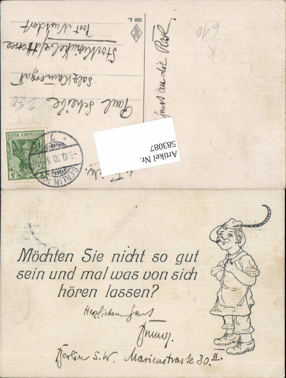583087,Künstler AK Humor Möchten sie nichts hören lassen n. Stockwinkel St Gilgen