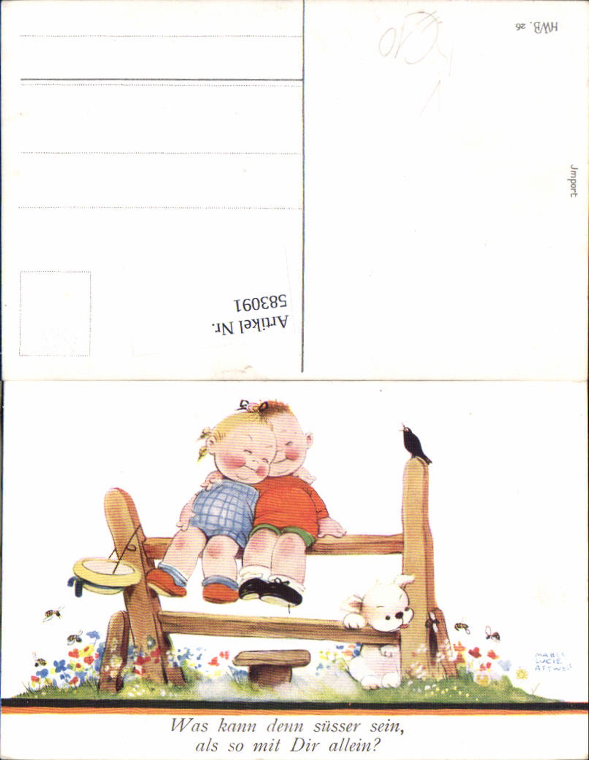583091,Künstler AK Mabel Lucie Attwell Humor Hund Liebe