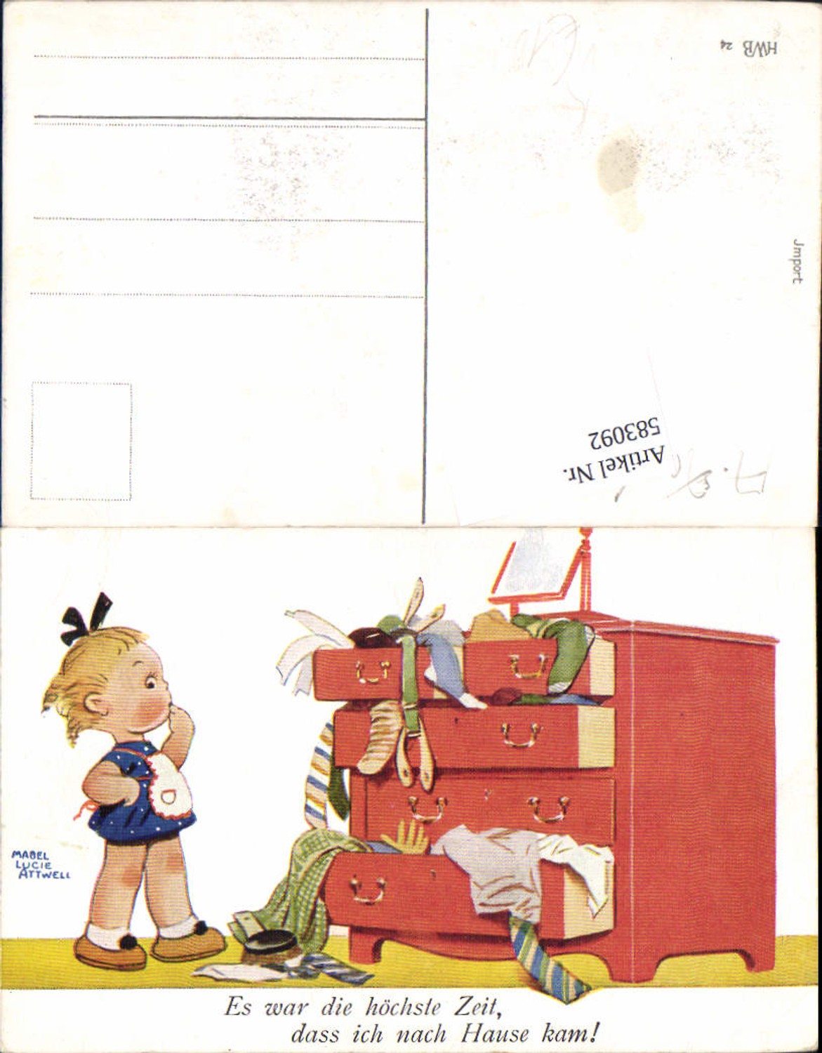 583092,Künstler AK Mabel Lucie Attwell Humor Mädchen Schrank