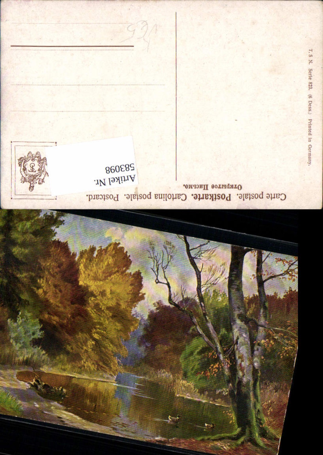 583098, Artist AK Forest Pond Autumn pub Theo Stroefer 823