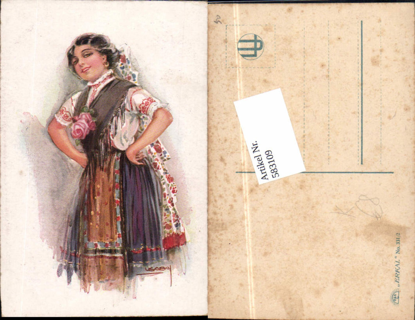 583109,Künstler AK Louis Usabal Type Tracht Tschechien