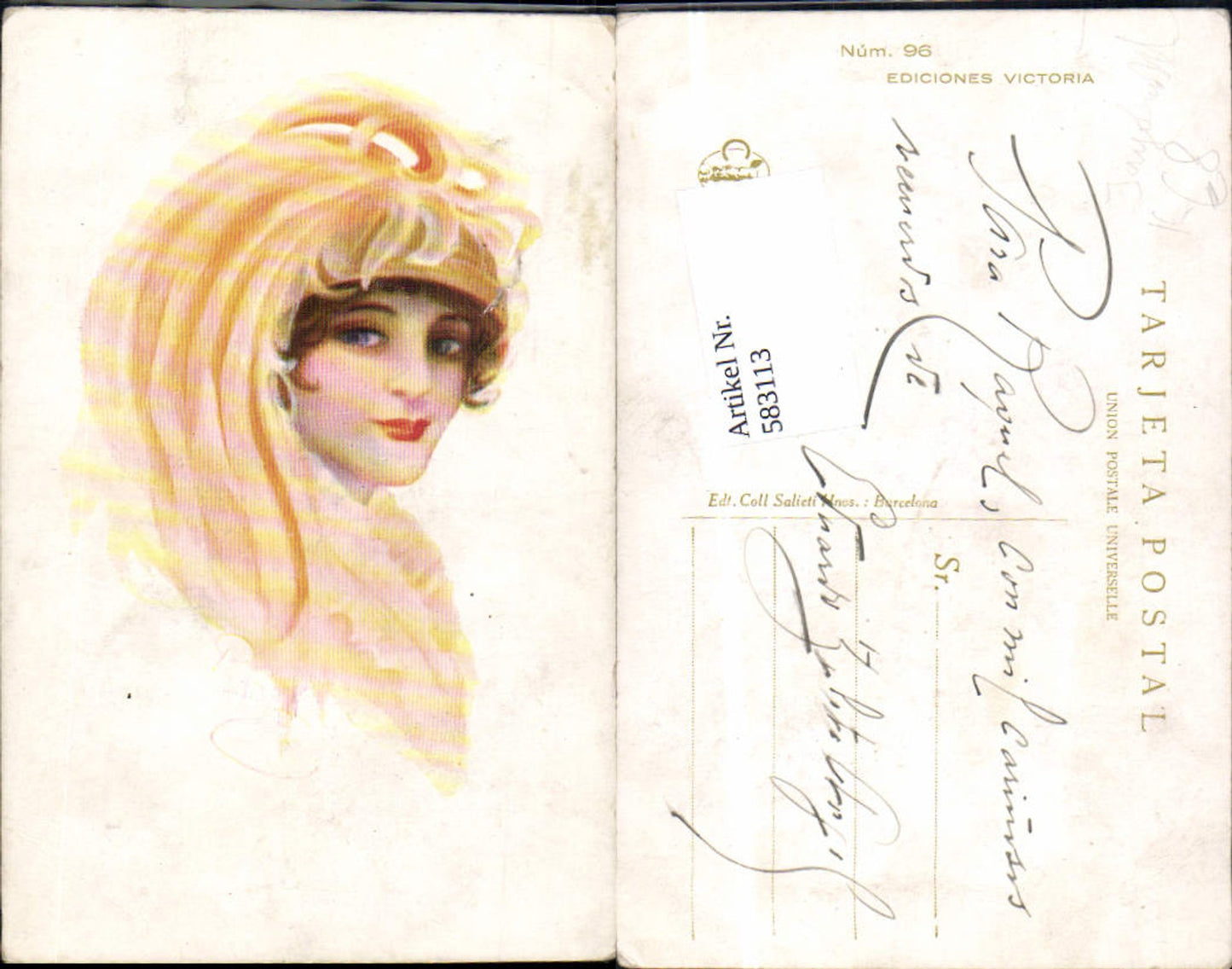 583113,Künstler AK Jugendstil Art Nouveau Frau Glamour