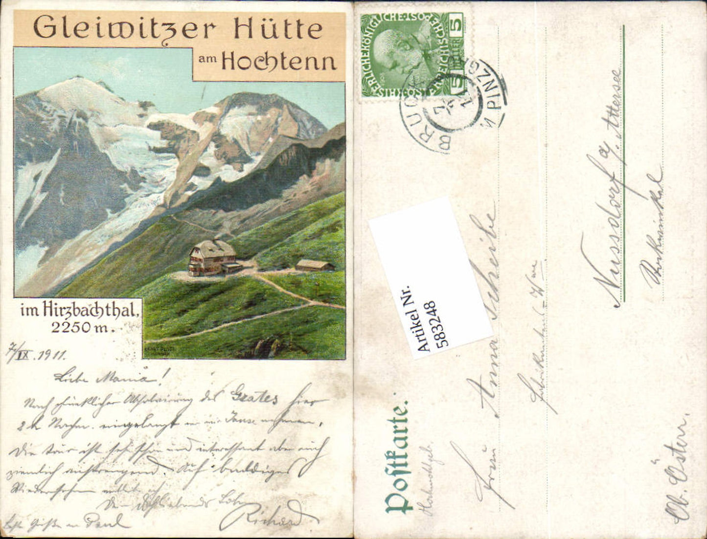 583248,Lithographie Ernst Platz Bruck Fusch Glocknerstraße Gleiwitzer Hütte Hirzbachthal Hochtenn