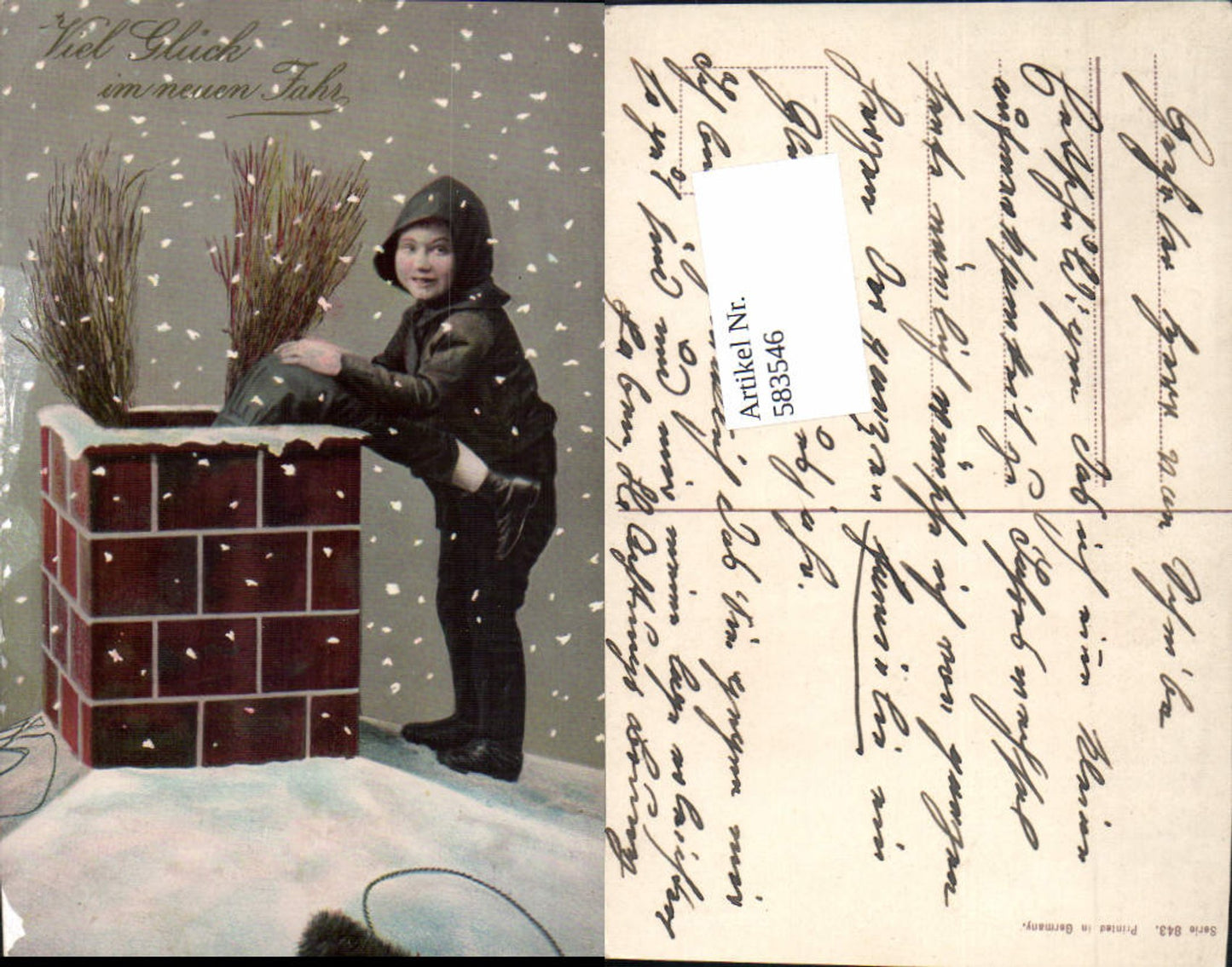 583546,Lithographie Neujahr Rauchfangkehrer Schornsteinfeger
