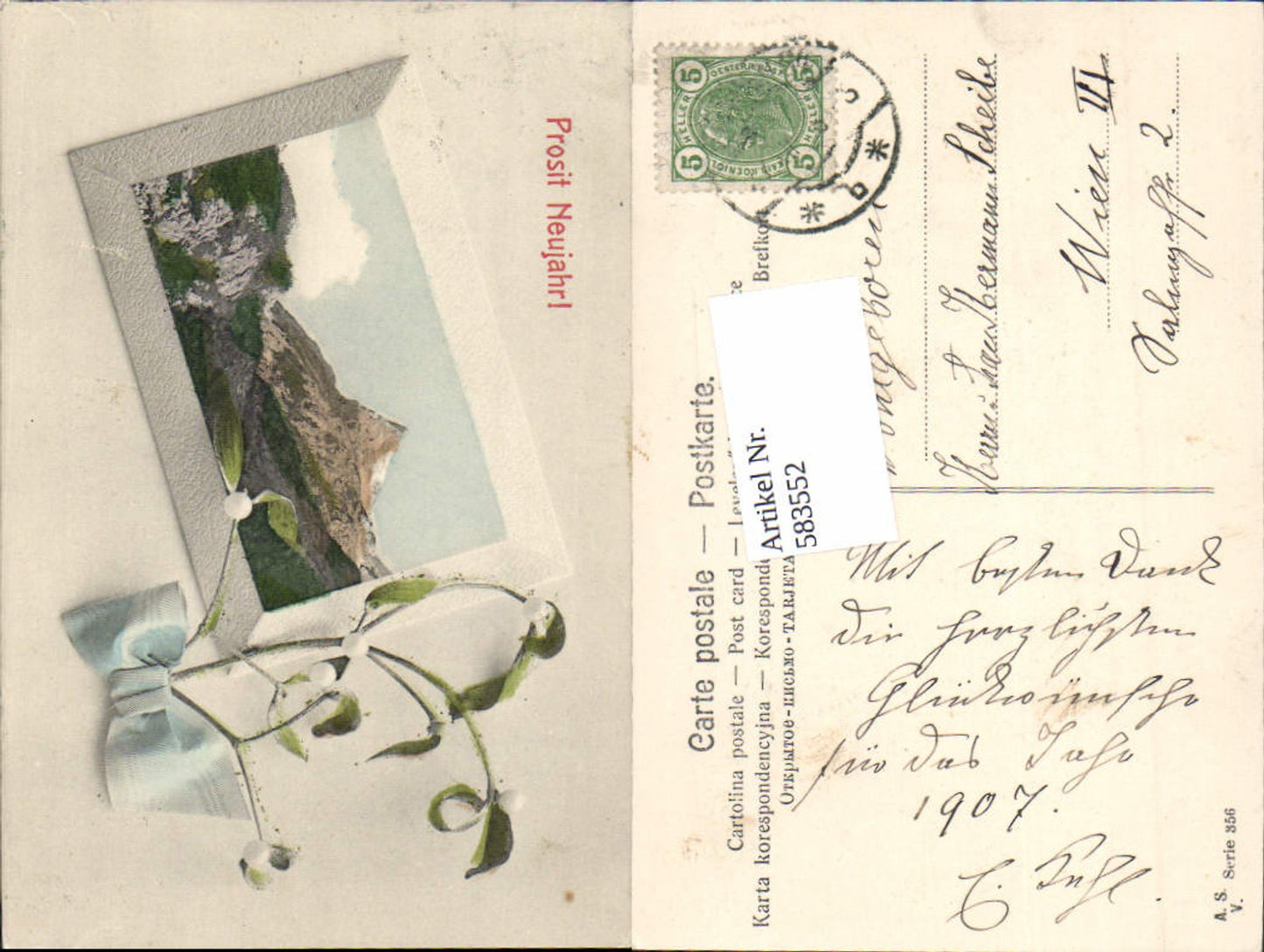 583552,Lithographie Neujahr Matterhorn Zermatt