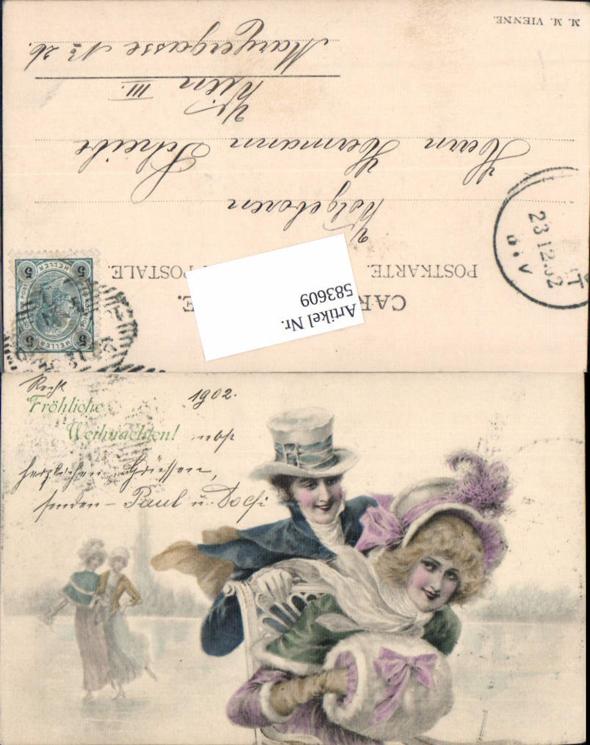 583609,Künstler AK Eislaufen Schlittschuhlaufen Munk Vienne