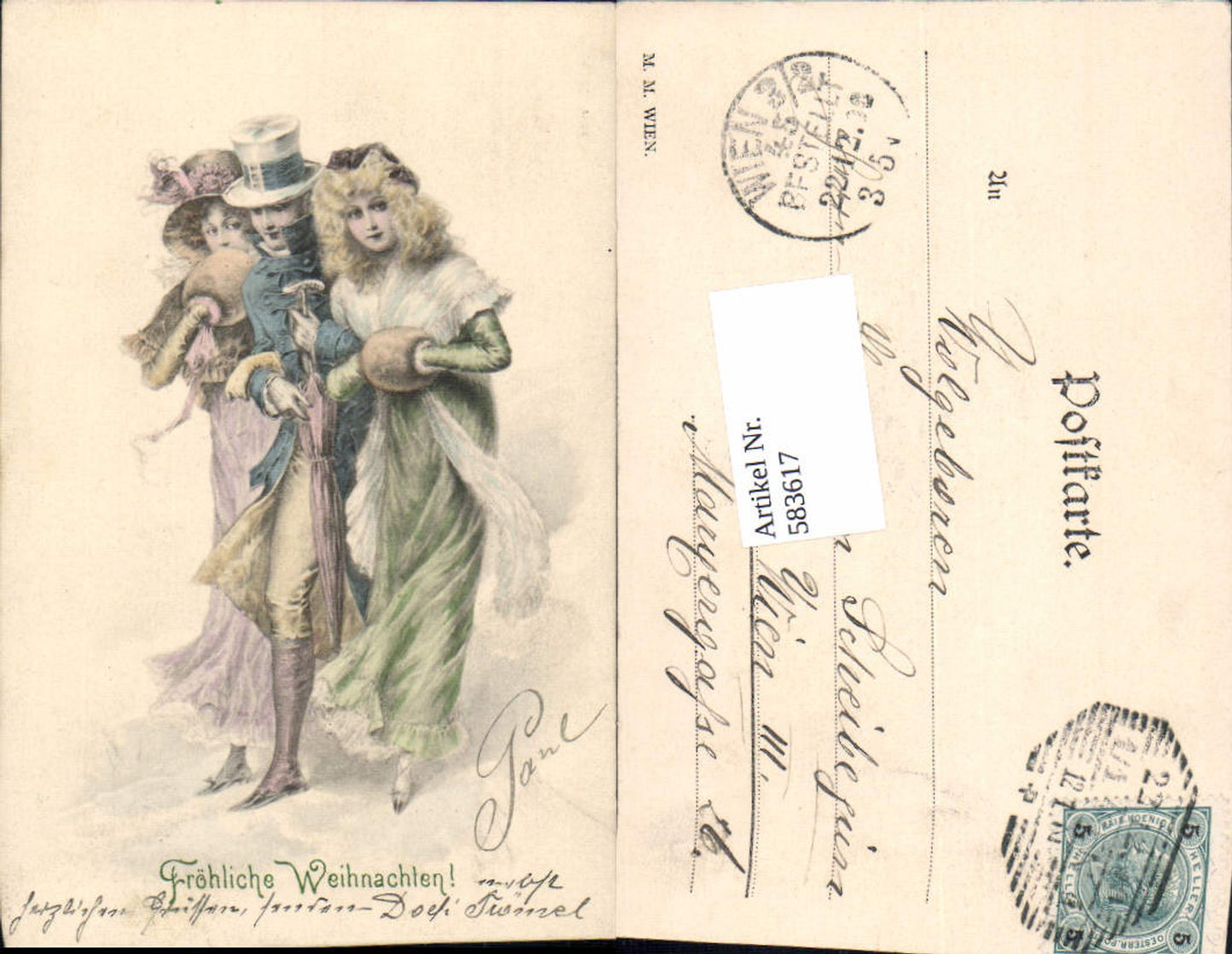 583617,Künstler AK Weihnachten Muff Frauen pub Munk Vienne