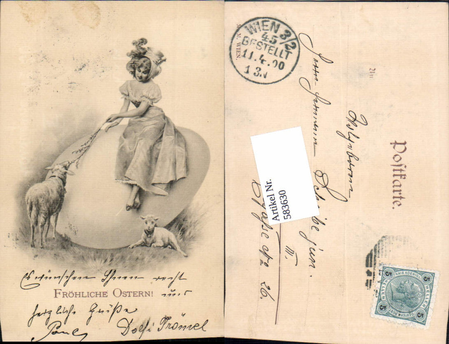 583630,Künstler AK Ostern Frau pub Munk Vienne