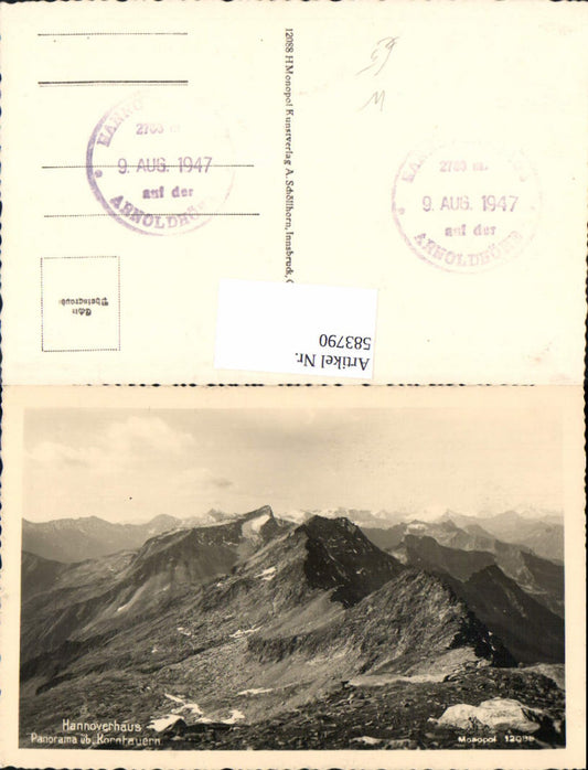 583790, Photo AK Hannoverhaus Panorama over Korntauern Mallnitz