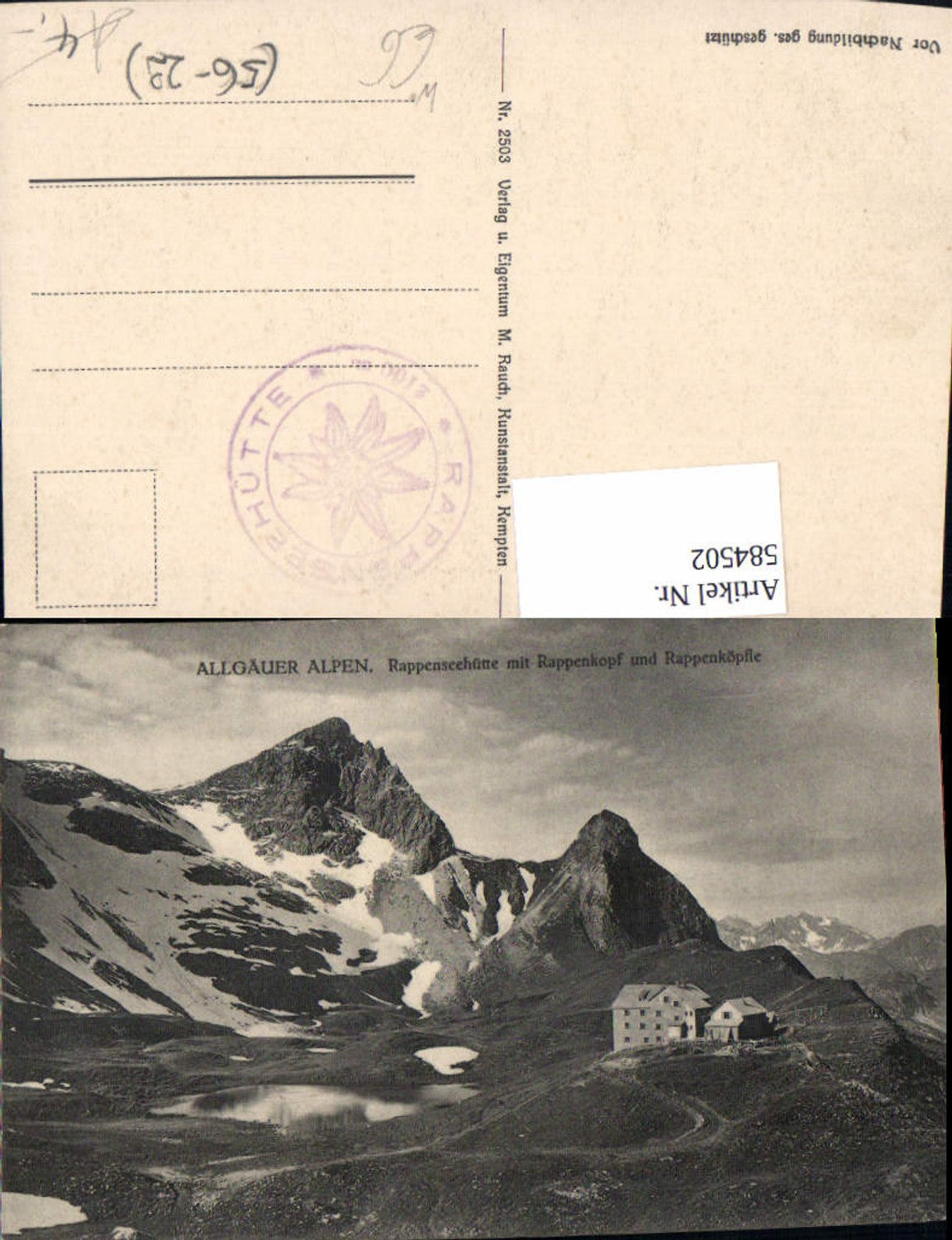 584502, Oberstdorf Allgäu Alps Rappensee Hut and Rappenkopf and Rappenköpfle