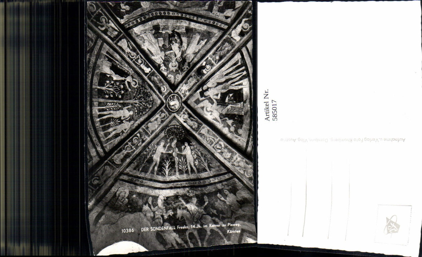 585017,Foto Ak Gurk Sündenfall Fresko im Karner zu Pisweg