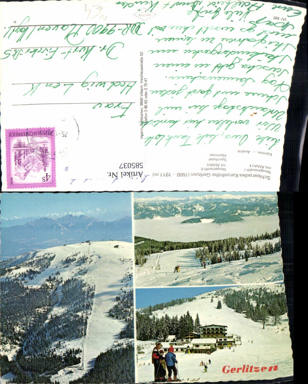 585037,Mehrbild Ak Kanzelhöhe Gerlitzen Wintersport Skilift Treffen am Ossiacher See