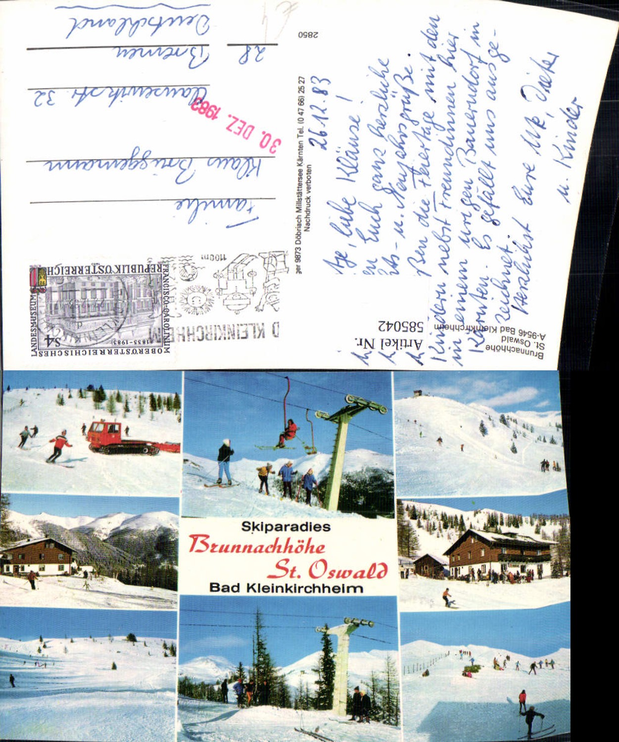 585042,Mehrbild Ak Bad Kleinkirchheim Brunnachhöhe St Oswald Wintersport Ski Schi Pistenraupe